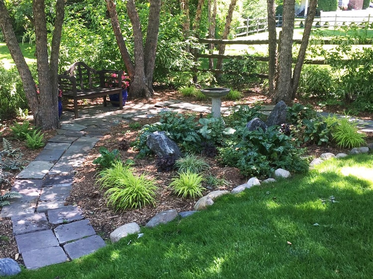 Bluestone walkway; backyard garden ideas